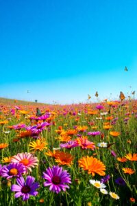 Vibrant Wildflowers in a Sunlit Meadow – free AI stock image
