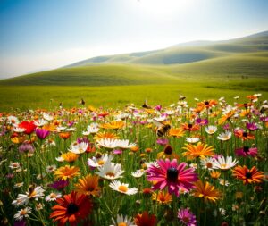 Vibrant Wildflowers in a Sunlit Meadow – free AI stock image