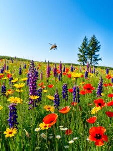 Vibrant Wildflowers in a Sunlit Meadow – free AI stock image