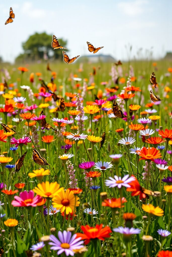 Vibrant Wildflowers in a Sunlit Meadow – free AI stock image