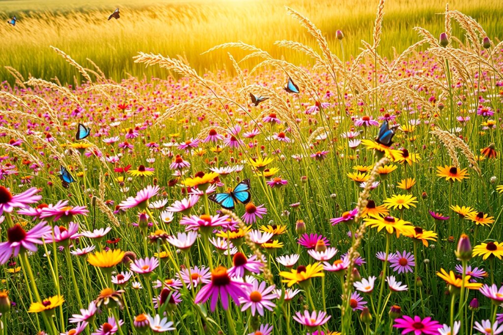 Vibrant Wildflowers in a Sunny Meadow – free AI stock image