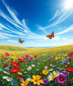 Vibrant Wildflowers Under a Clear Sky – free AI stock image