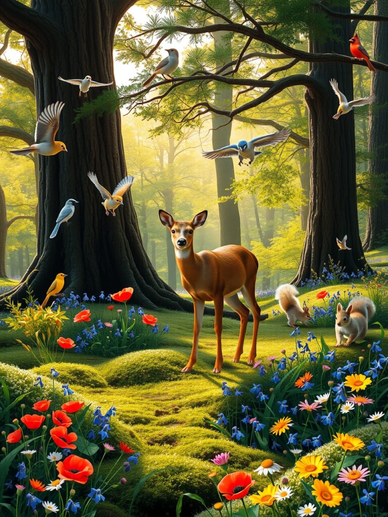 A Vibrant Wildlife Scene in the Forest – free AI stock image