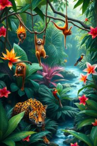 A Vibrant Wildlife Scene in the Jungle – free AI stock image