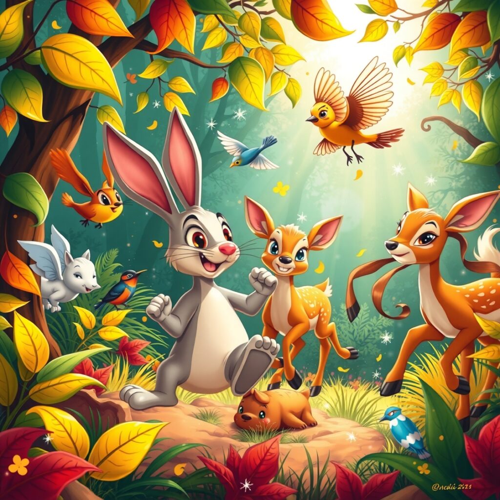 Vibrant World of Animated Animals – free AI stock image