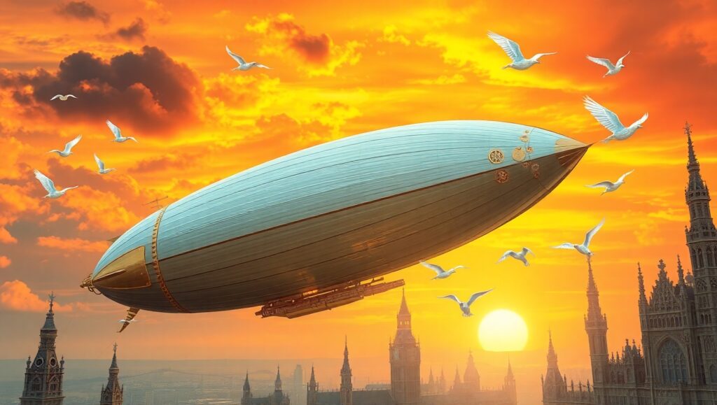 Victorian Airship Adventure – free AI stock image