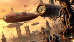 Victorian Dreams in a Steampunk World – free AI stock image
