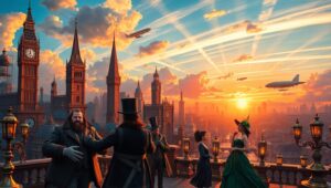 Victorian Dreams in Steampunk City – free AI stock image