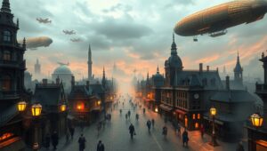 Victorian Dreams of Steampunk Skies – free AI stock image