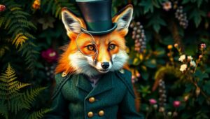 Victorian Fox in Portrait Style – free AI stock image