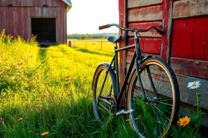 Vintage Bicycle by a Rustic Barn – free AI stock image