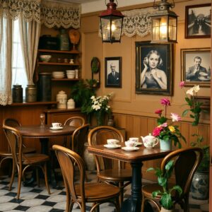 Vintage Cafe with Antique Furniture and Decor – free AI stock image