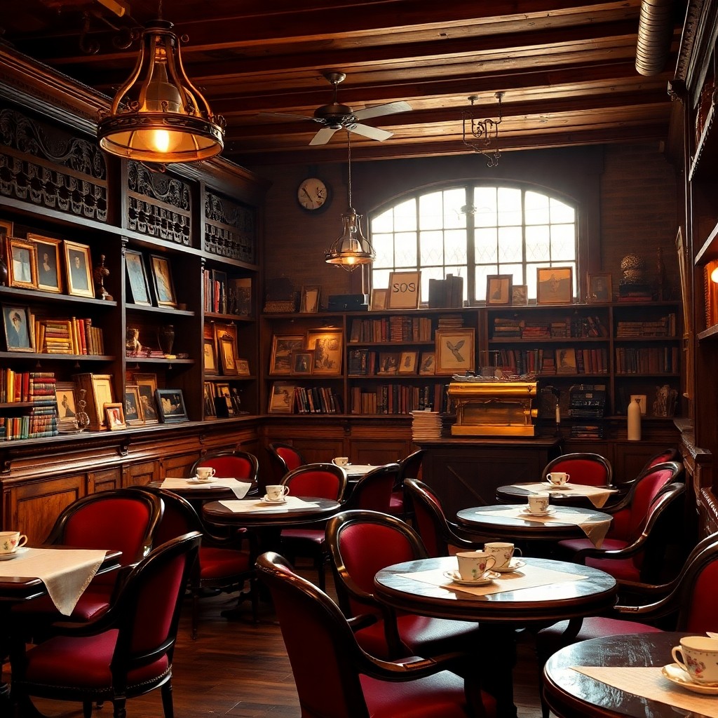 Vintage Coffee Shop Interior with Retro Decor – free AI stock image