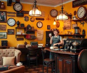 Vintage Coffee Shop with Antique Decor – free AI stock image