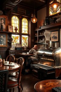 Vintage Coffee Shop with Antique Decor – free AI stock image