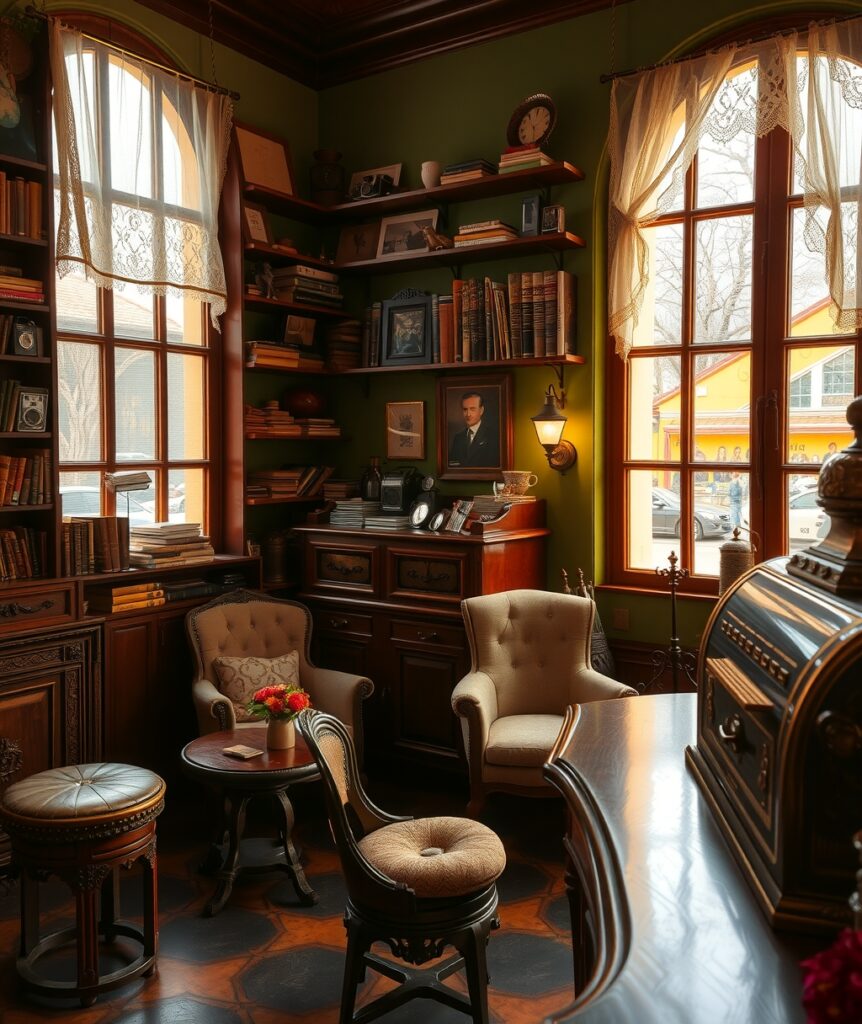 Vintage Coffee Shop with Antique Decor – free AI stock image
