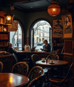 Vintage Coffee Shop with Antique Furnishings – free AI stock image