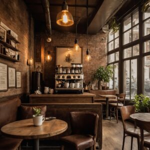 Vintage Coffee Shop with People Relaxing – free AI stock image