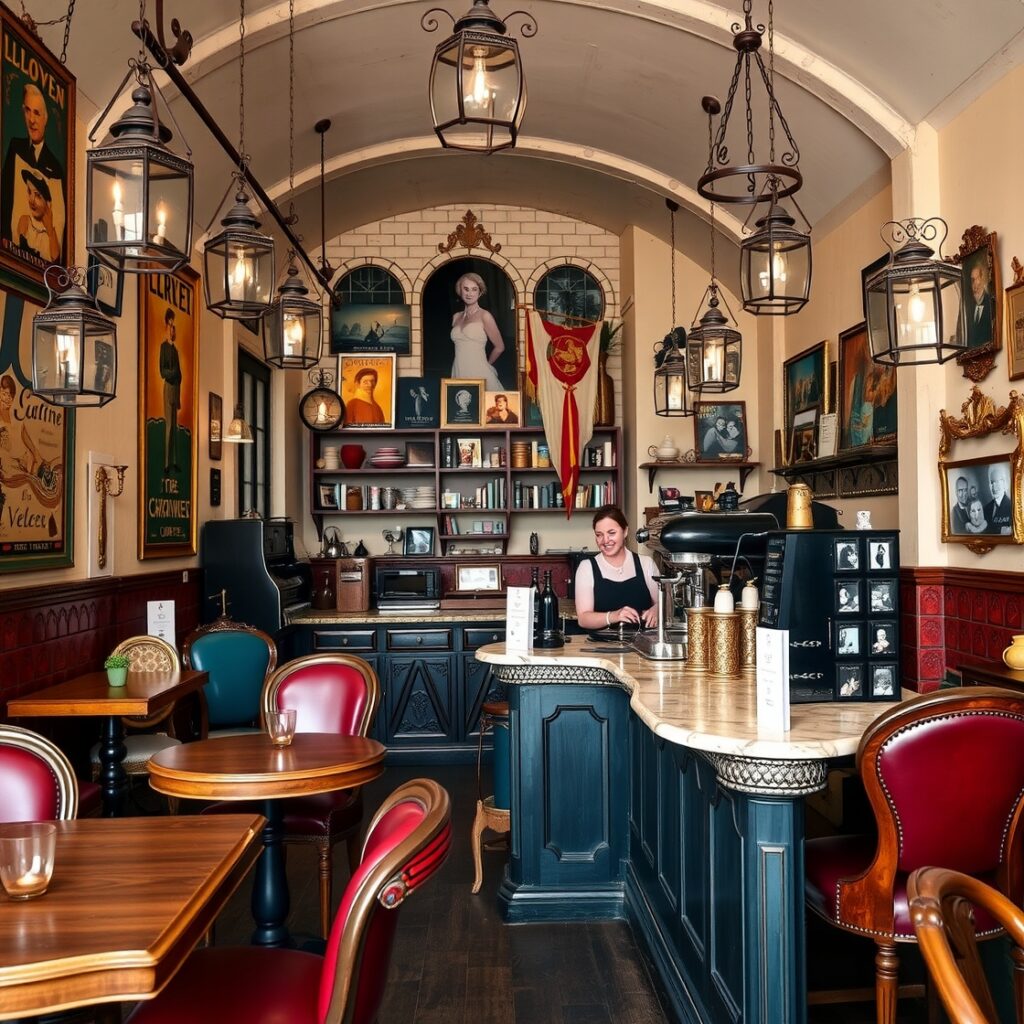Vintage Coffee Shop with Retro Aesthetics – free AI stock image