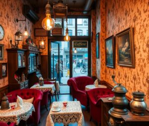 Vintage Coffee Shop with Retro Decor – free AI stock image