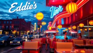 Vintage Diner Vibes Under Neon Lights – free AI stock image