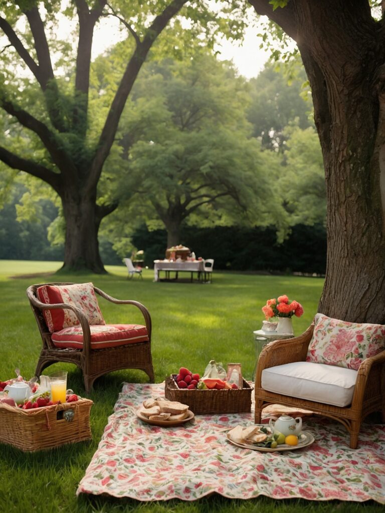 Vintage Family Picnic in the Park – free AI stock image