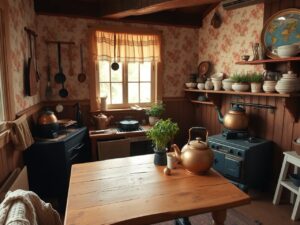 Vintage Farmhouse Kitchen with Rustic Charm – free AI stock image