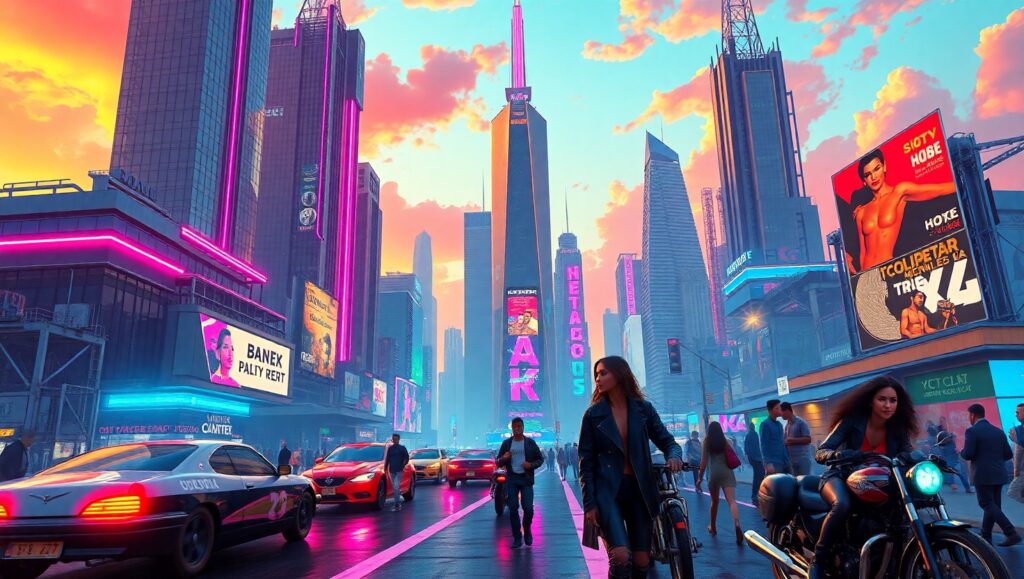 Vintage Futurism in Neon Glory – free AI stock image