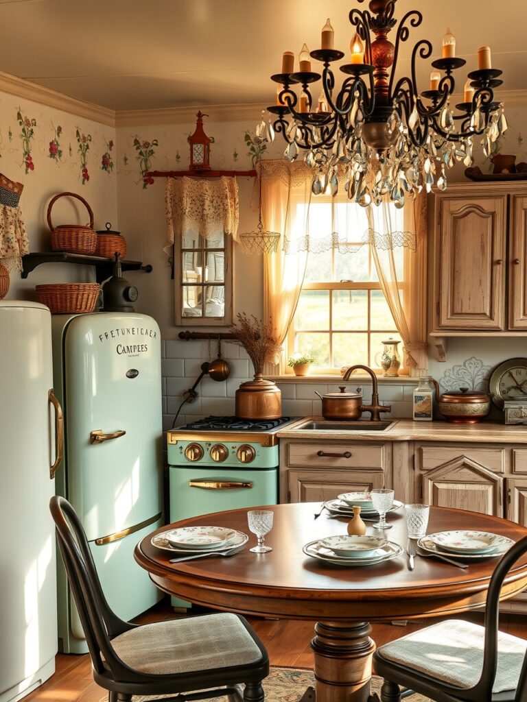 Vintage Kitchen with Classic Appliances and Decor – free AI stock image
