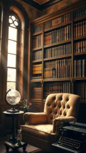 Vintage Library with Antique Bookshelves – free AI stock image