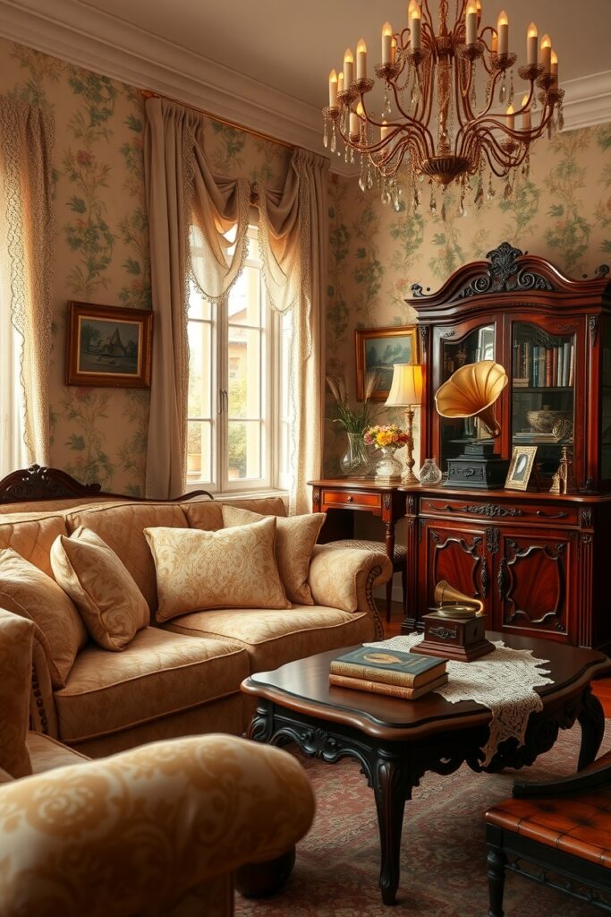A Vintage Living Room with Antique Decor – free AI stock image