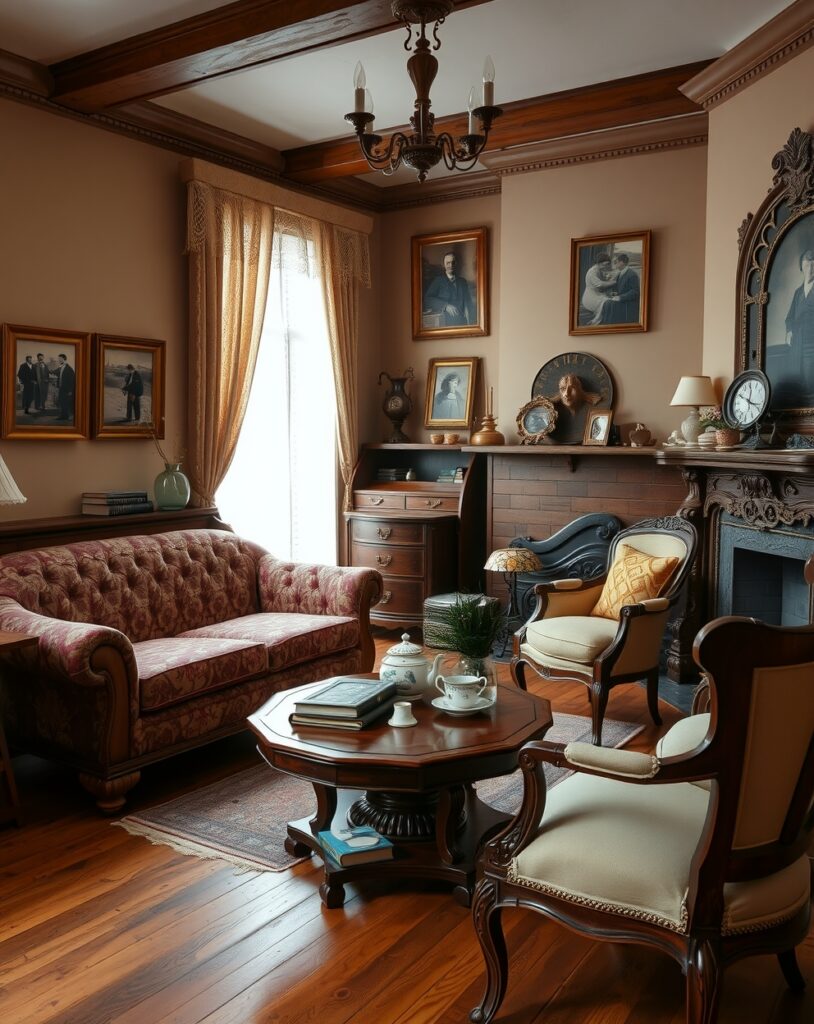 Vintage Living Room with Antique Furniture – free AI stock image