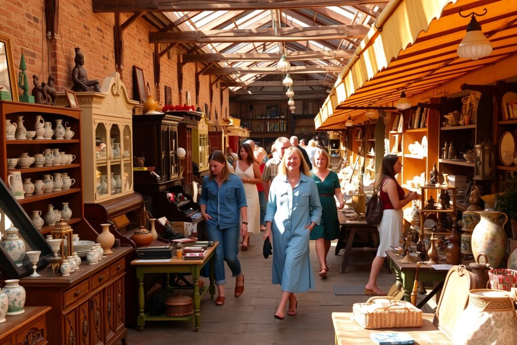 Vintage Market Scene with Antique Treasures – free AI stock image