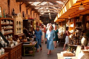 Vintage Market Scene with Antique Treasures – free AI stock image