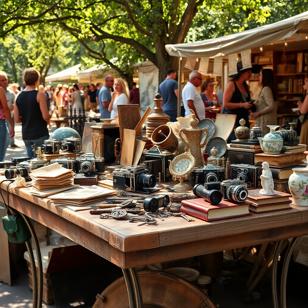 Vintage Market Stall with Antique Treasures – free AI stock image