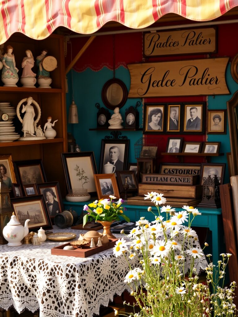 Vintage Market Stall with Antique Treasures – free AI stock image