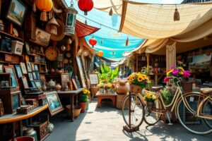 Vintage Market Stall with Retro Goods – free AI stock image