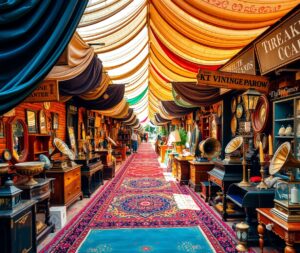 Vintage Market Stalls with Antique Goods – free AI stock image