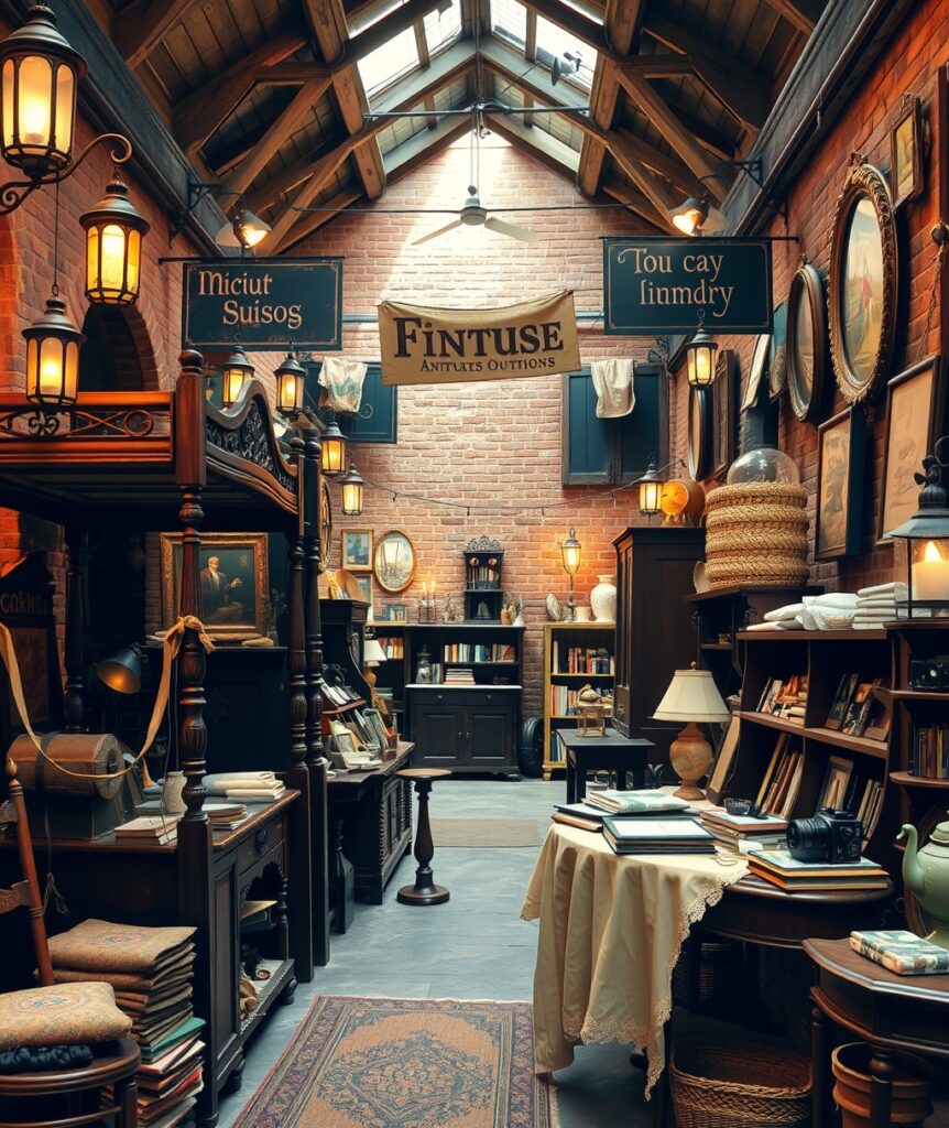 Vintage Market with Rustic Antiques and Decor – free AI stock image