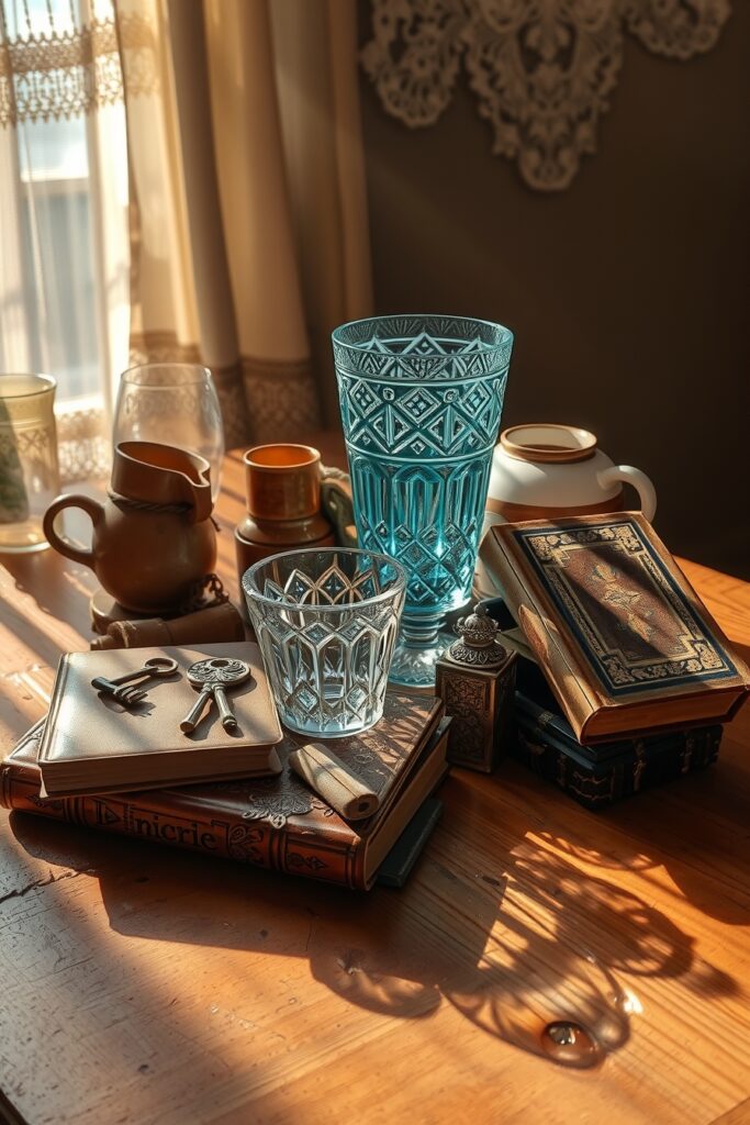 Vintage Objects on a Weathered Table – free AI stock image