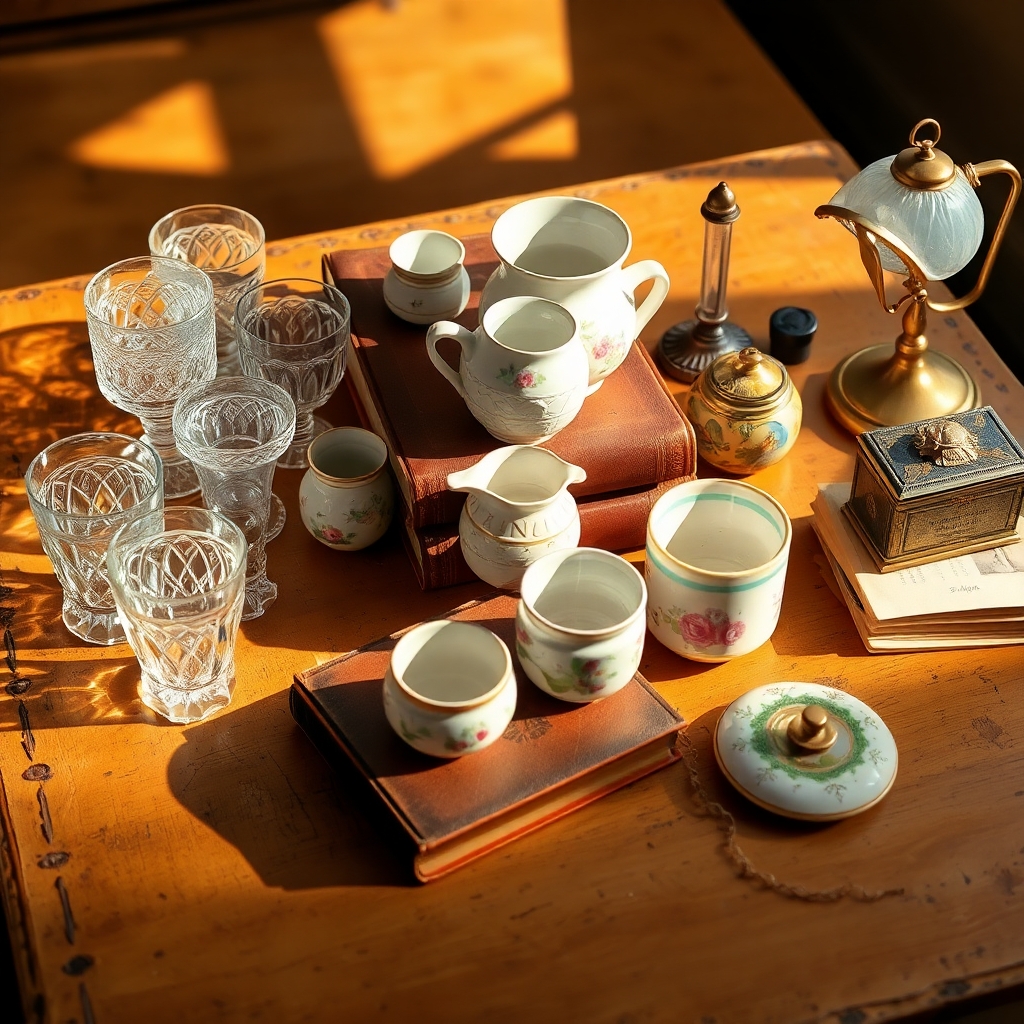 Vintage Objects on a Wooden Table – free AI stock image