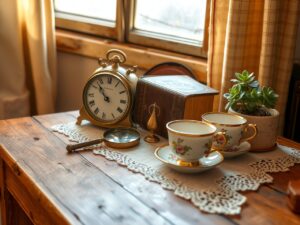 Vintage Objects on a Wooden Table – free AI stock image