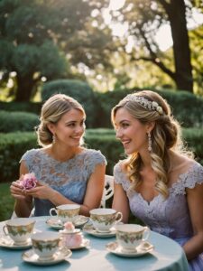 Vintage Tea Party in a Garden Setting – free AI stock image