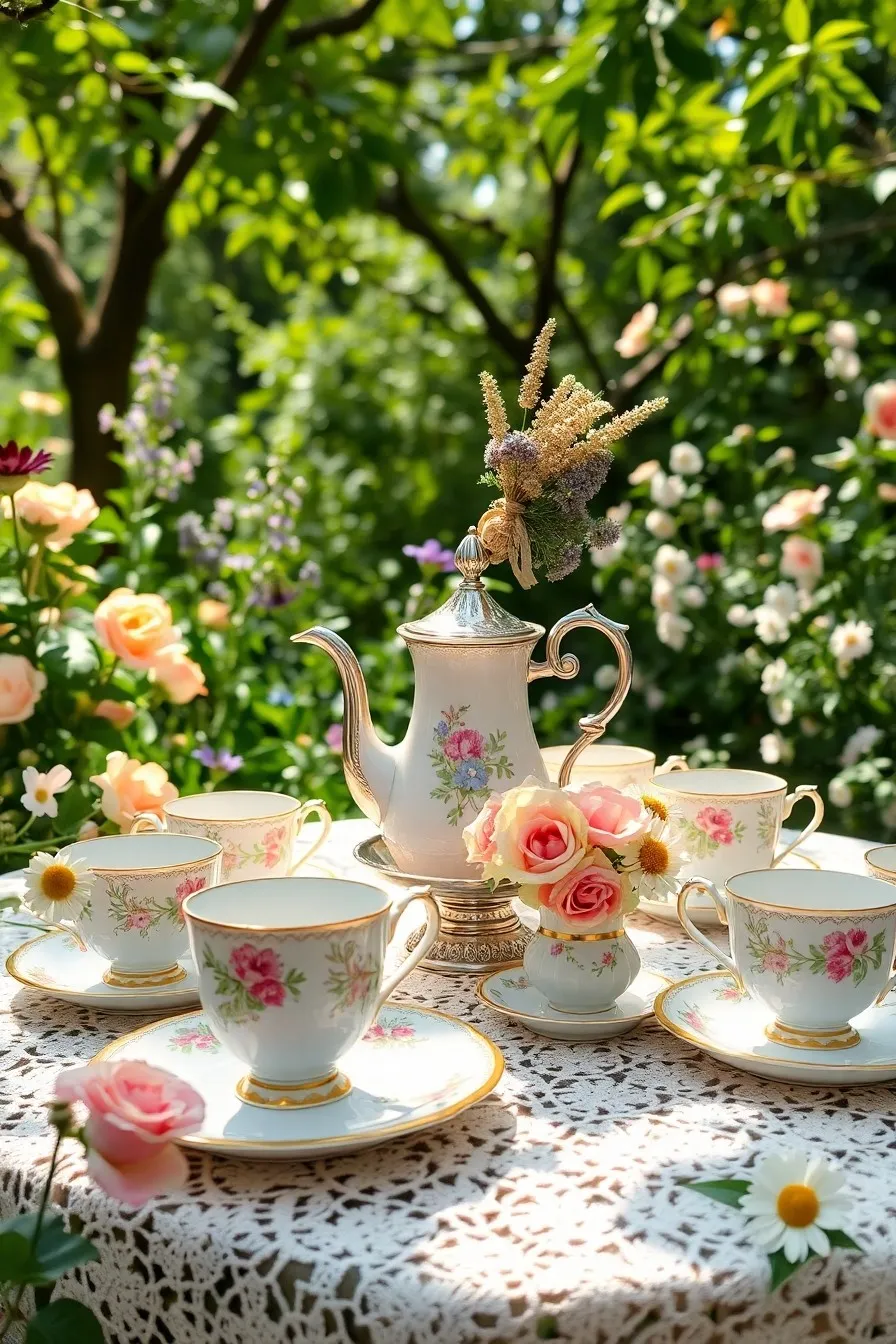 Vintage Tea Party with Antique Tableware