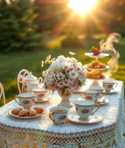 Vintage Tea Party with Floral China – free AI stock image