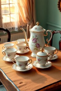 A Vintage Tea Set on an Antique Table – free AI stock image