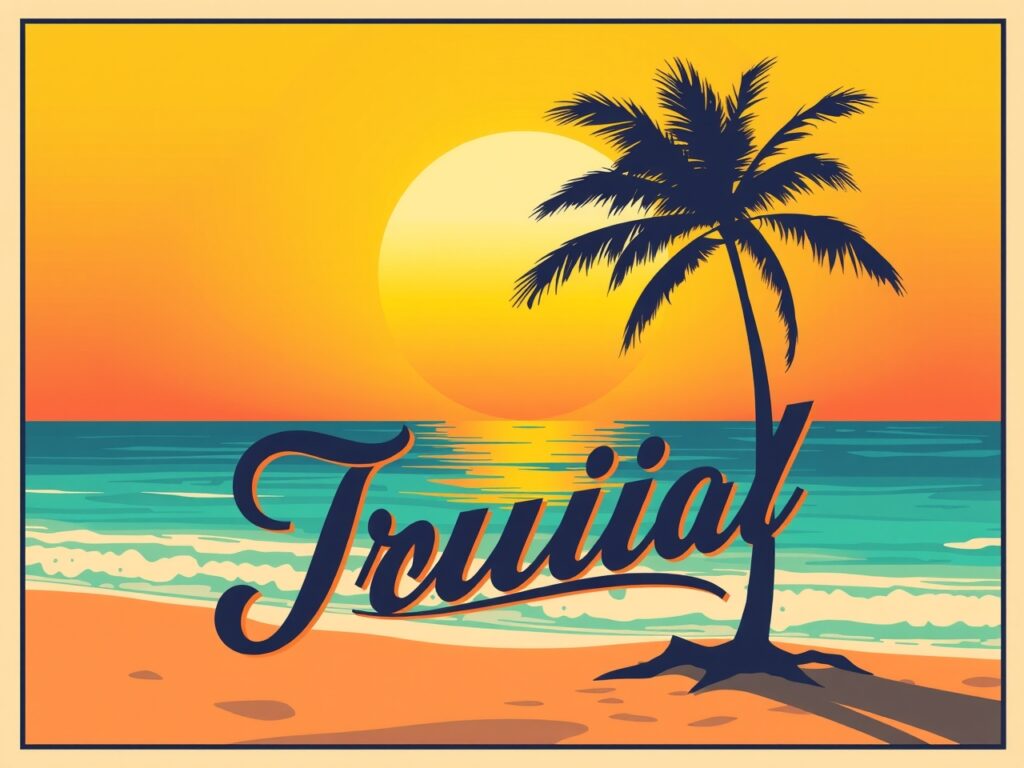 Vintage Travel Poster of a Coastal Retreat – free AI stock image