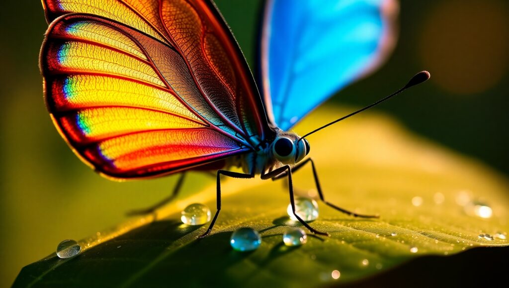 Vivid Blue Butterfly Moment – free AI stock image