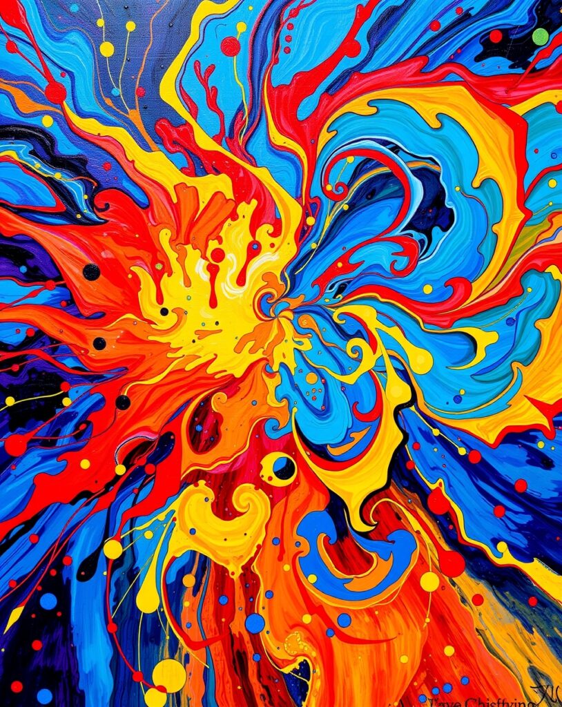 Vivid Colorful Abstract Paint Swirls – free AI stock image