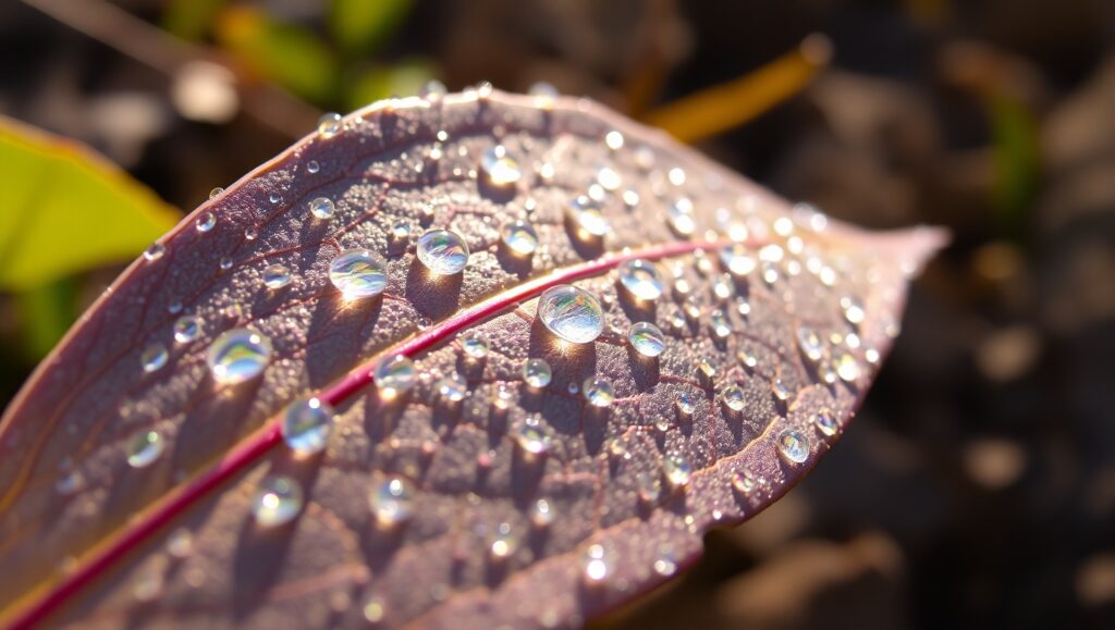 Vivid Leaf with Dew Drops – free AI stock image